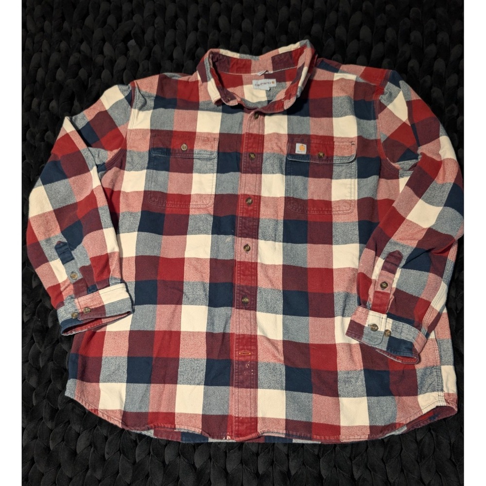Carhartt Original Fit Plaid Heavy Flannel Long Sleeve Work Shirt Size XXL